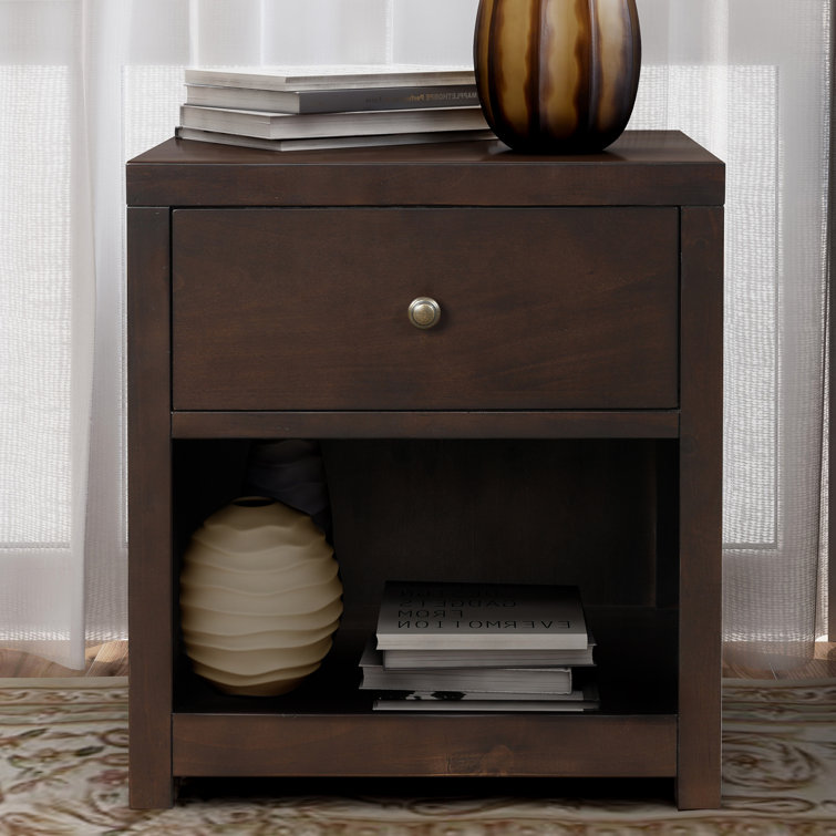 Red Barrel Studio® 1 Drawer Solid Wood Nightstand in Brown Wayfair.ca